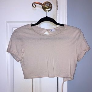 Garage beige cropped tie up shirt. Size s. Never worn new with tags